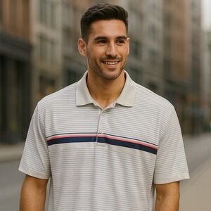 Greg Norman Play Dry Golf Polo Shirt Striped Performance XXL‎